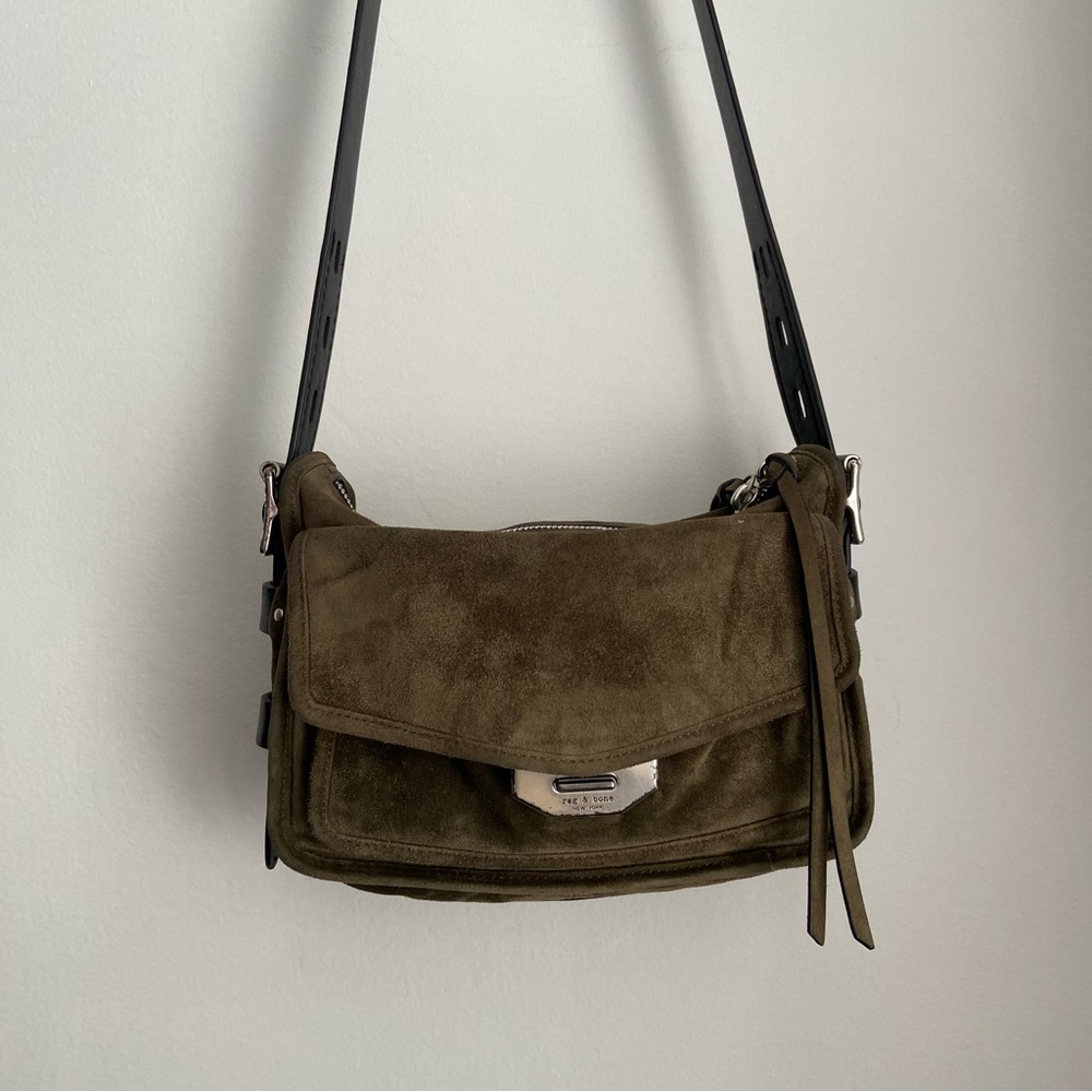 Rag & Bone Olive Green Suede Crossbody Messenger Bag
